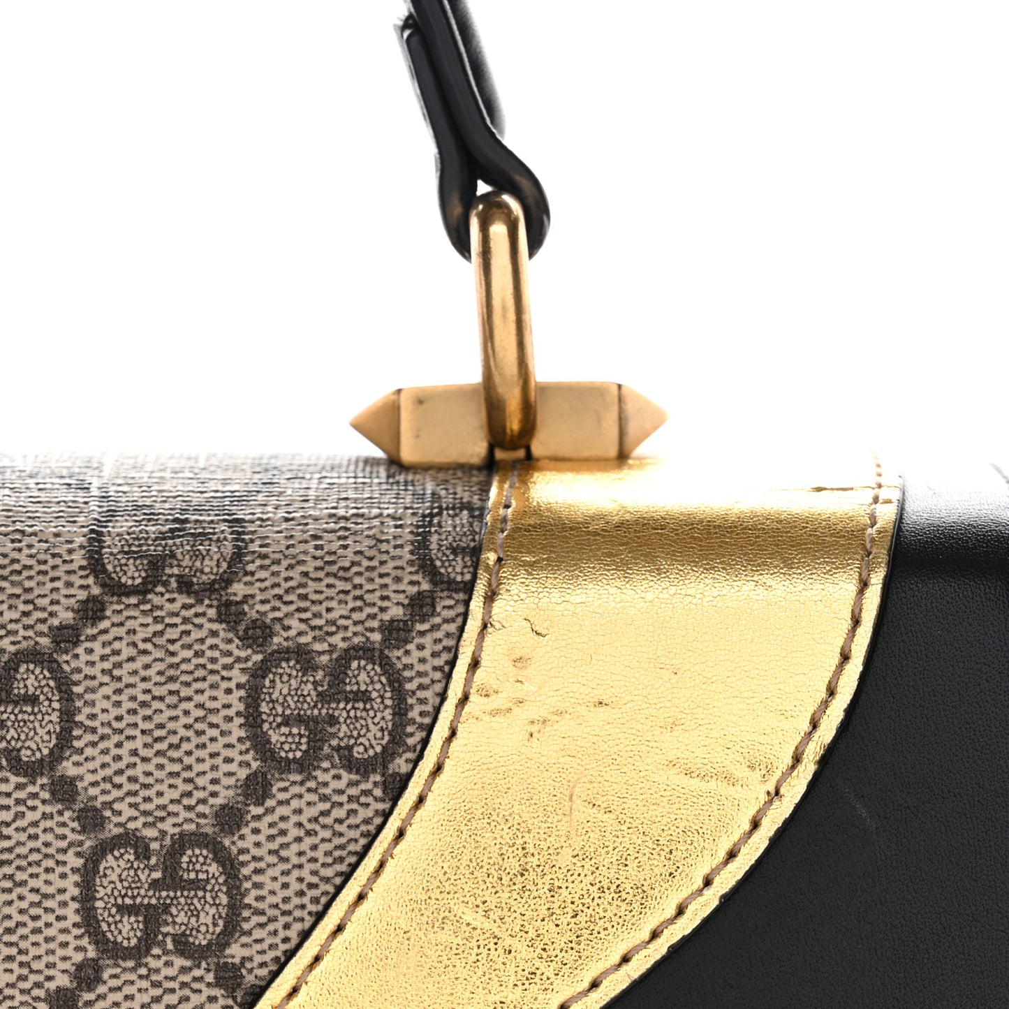 GG Supreme Monogram Small Osiride Top Handle Bag Black Gold