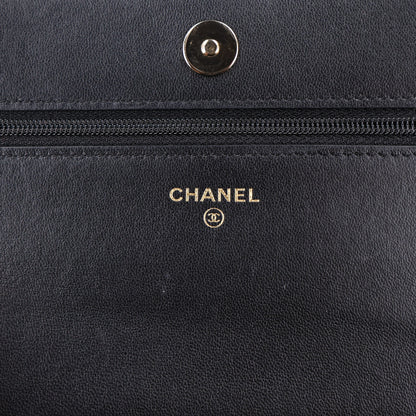 Chanel Lambskin Quilted Pearl Wallet On Chain WOC Black 6 of 11