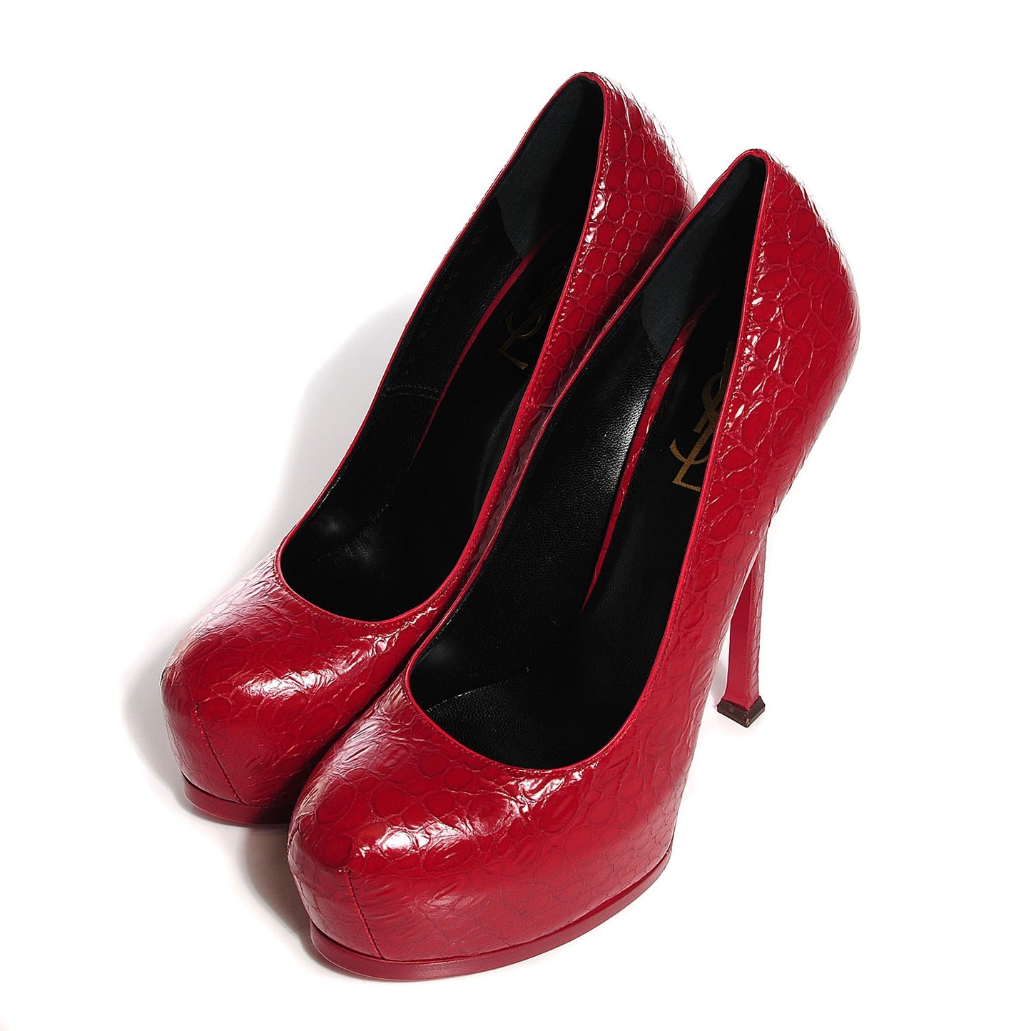 Patent Croc Stamped Tribute Two Platform Pumps 38.5 Rouge Orient