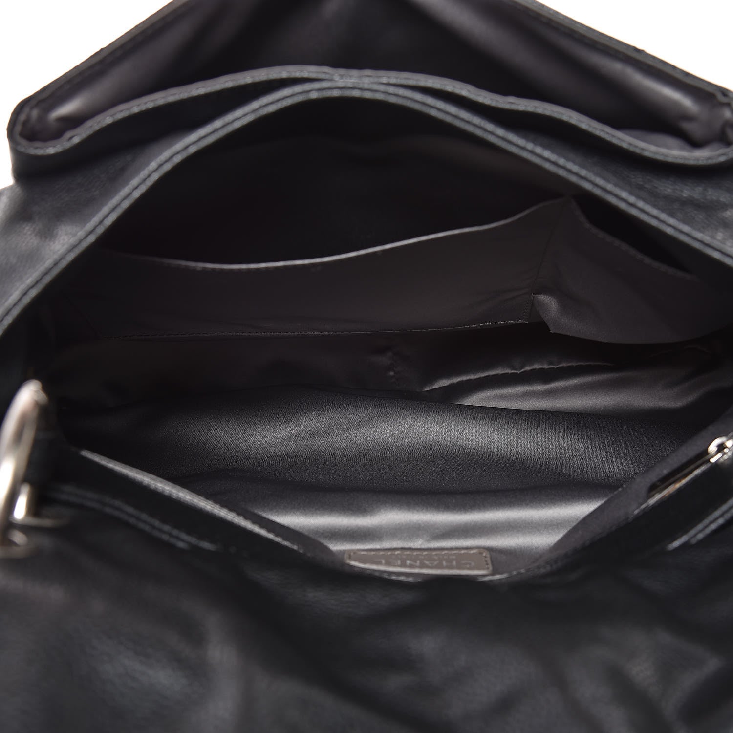 Chanel Glazed Caviar Flap Hobo Dark Grey 6 of 8