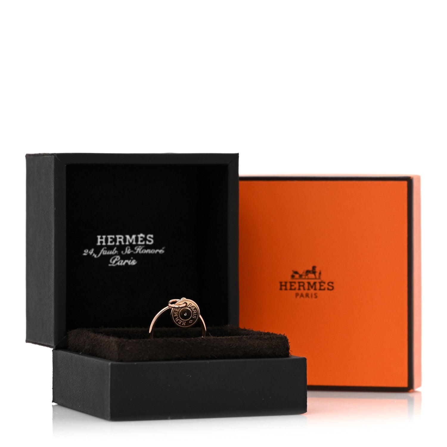 Hermes 18K Rose Gold Diamond Gambade Ring 54 6.75 6 of 6