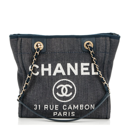 Chanel Canvas Mini Deauville Tote Dark Blue 1 of 7