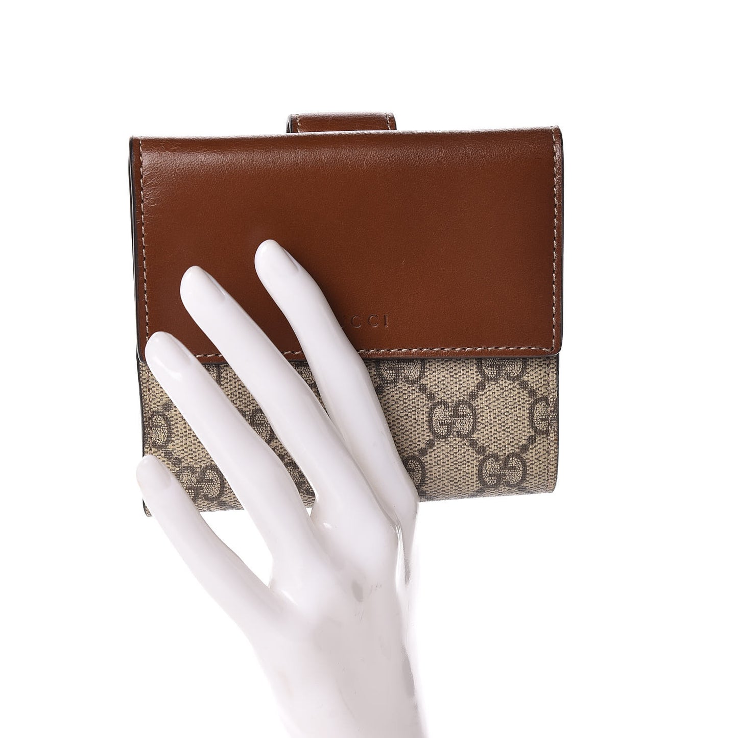 GG Supreme Monogram French Flap Wallet Brown