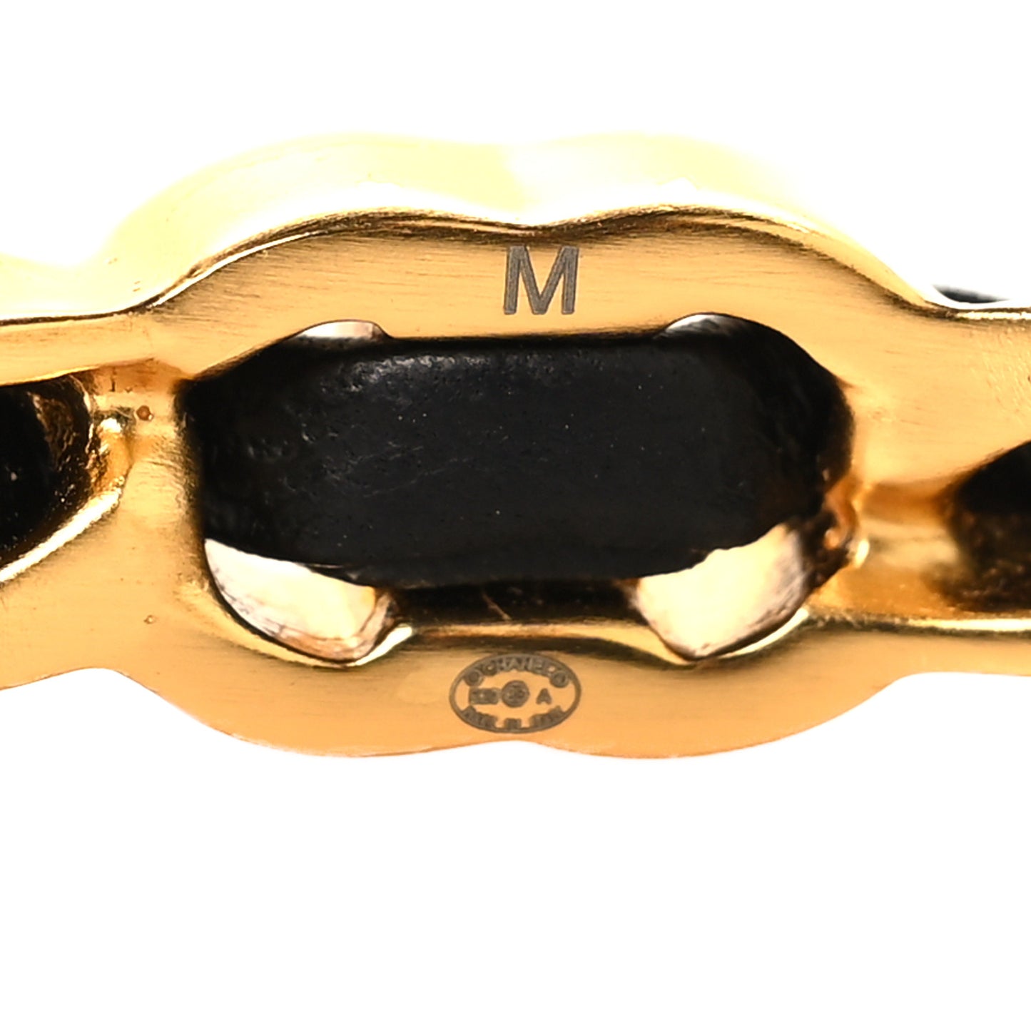 Lambskin Crystal CC Cuff Bracelet M Black Gold