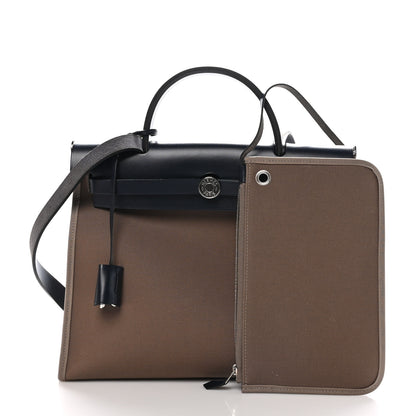 Hermes Toile Officier Vache Hunter Herbag Zip 31 PM Etoupe Bleu Indigo 3 of 11
