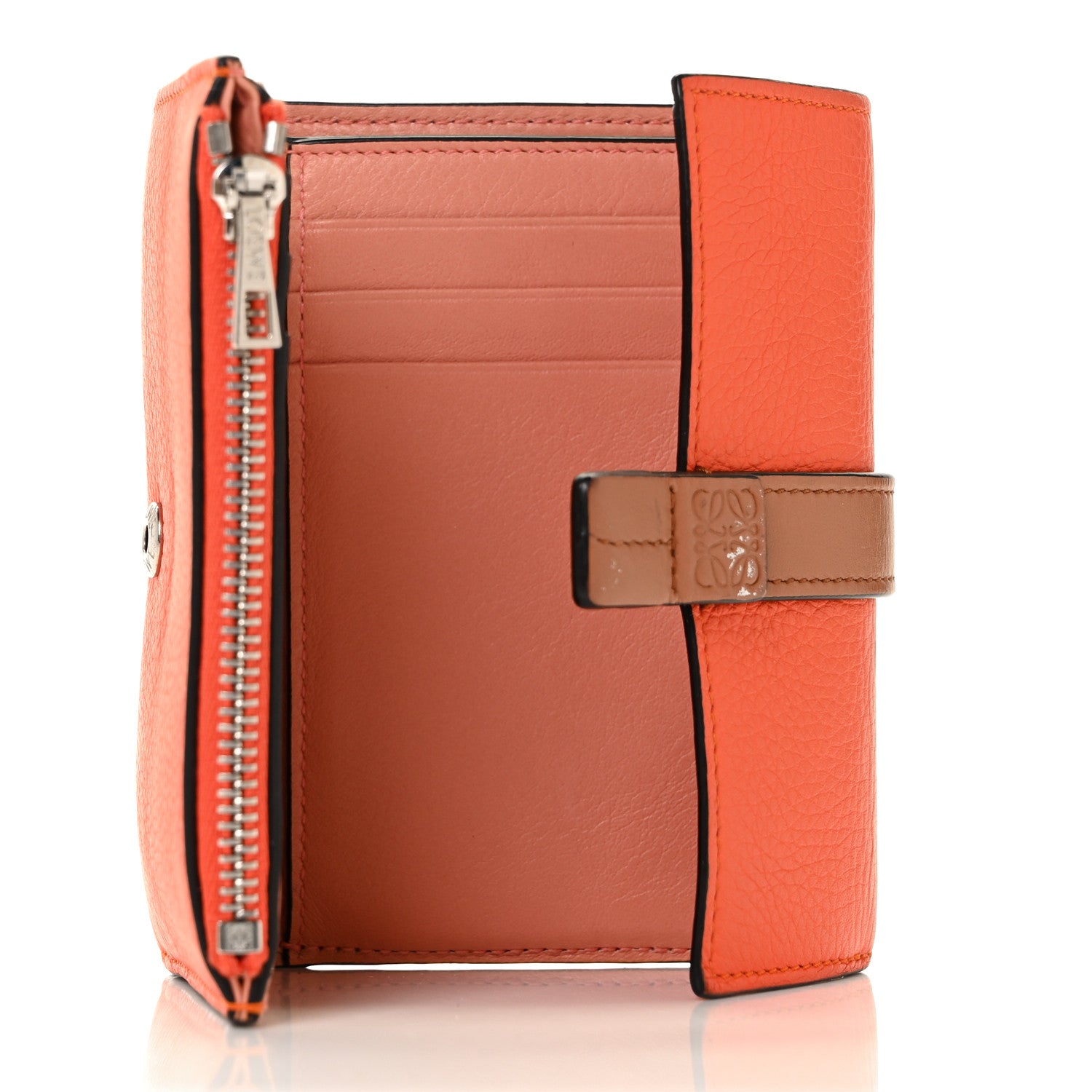 Loewe Grained Calfskin Small Vertical Wallet Orange Tan 5 of 10