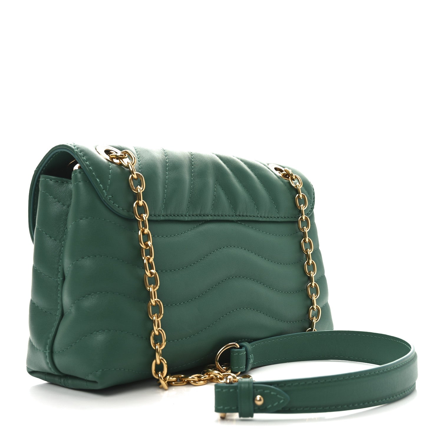 Louis Vuitton Calfskin New Wave Chain Bag MM NM Emerald 3 of 9