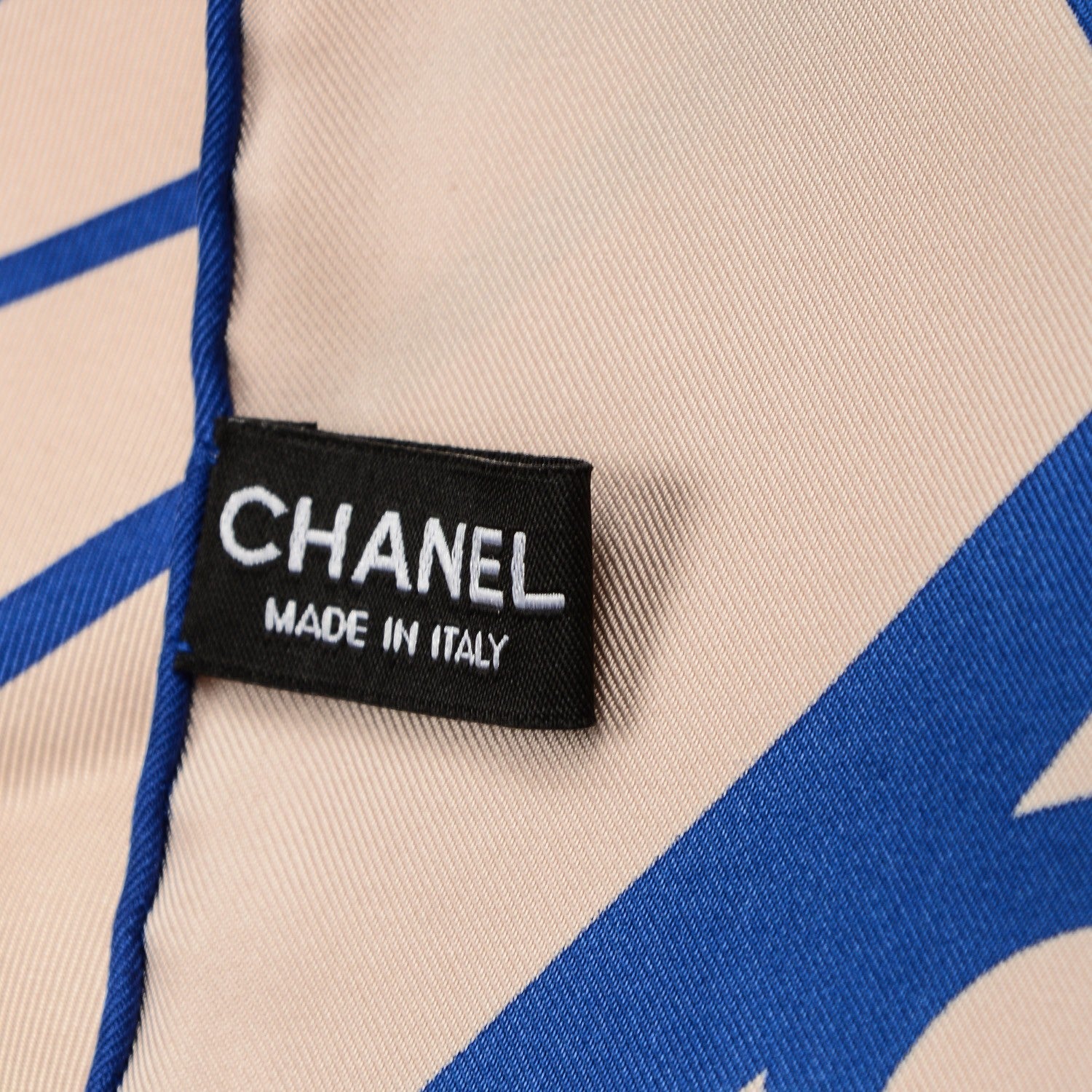 Chanel Silk CC Geometric Scarf Beige Blue 4 of 5