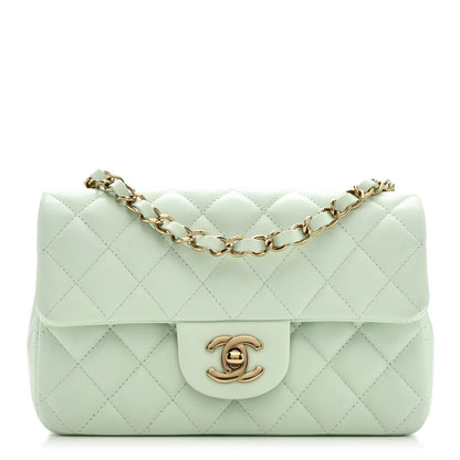 Chanel Lambskin Quilted Mini Rectangular Flap Light Green 1 of 10