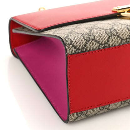 Gucci GG Supreme Monogram Calfskin Medium Padlock Shoulder Bag Beige Hibiscus Red New Rosette 8 of 9