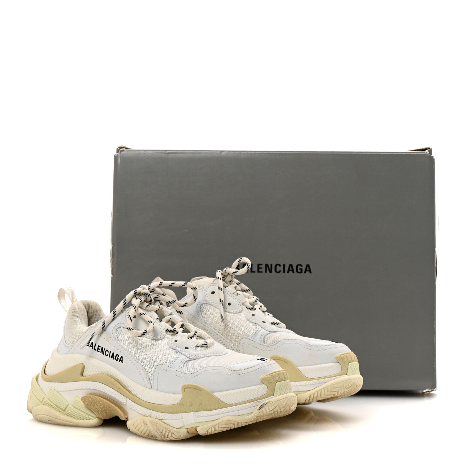 Balenciaga Fabric Mesh Womens Triple S Sneakers 37 White 10 of 10