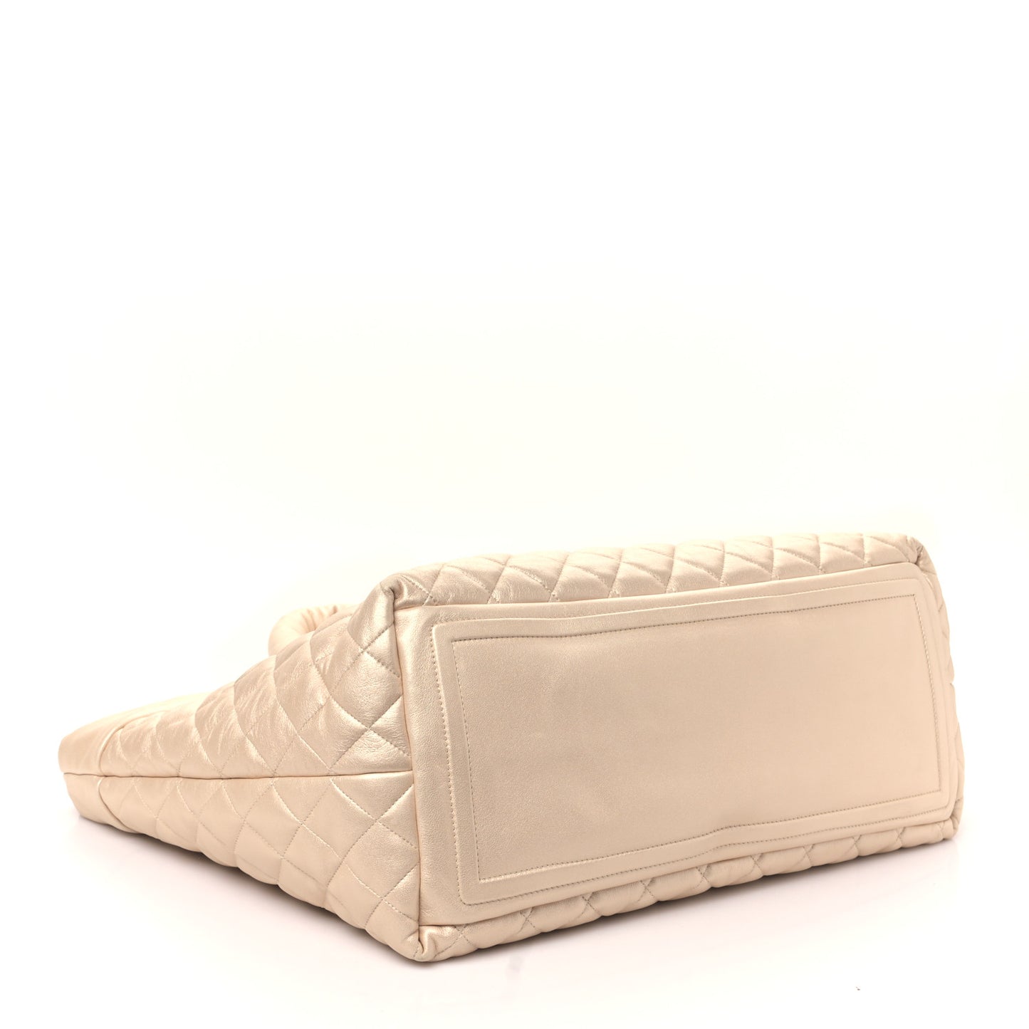 Metallic Lambskin Quilted Large Coco Cocoon Tote Light Gold