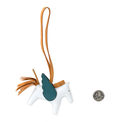 Hermes Milo Lambskin Grigri Rodeo Pegase Horse Bag Charm PM Bleu Brume Sesame Vert Bosphore 2 of 5