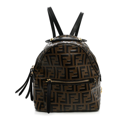 Fendi Vitello Bi-Color FF 1974 Embossed Mini Backpack Maya Black 1 of 11