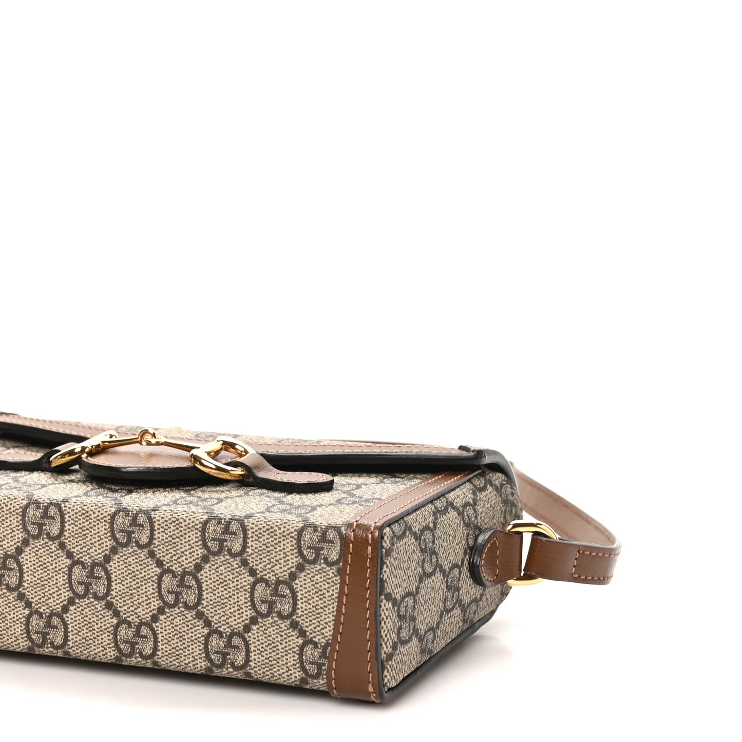 GG Supreme Monogram Mini Horsebit 1955 Shoulder Bag Beige Brown Sugar