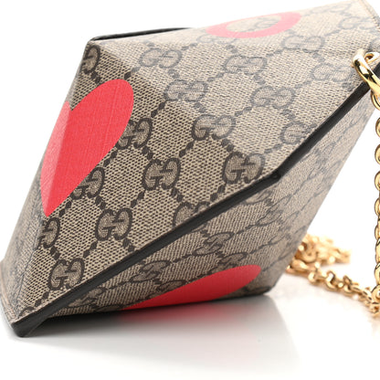 Gucci GG Supreme Monogram Love Heart Valentines Day Mini Padlock Heart Bag Beige Ebony New Geranium 9 of 10