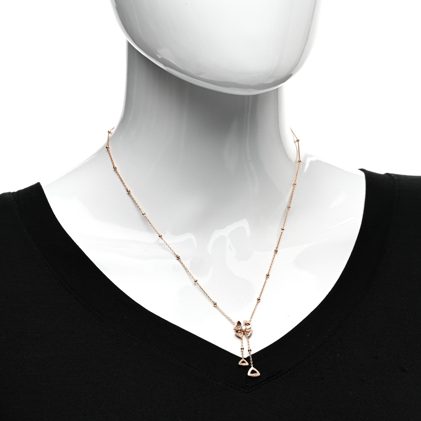18K Rose Gold Diamond Fiorever Drop Necklace