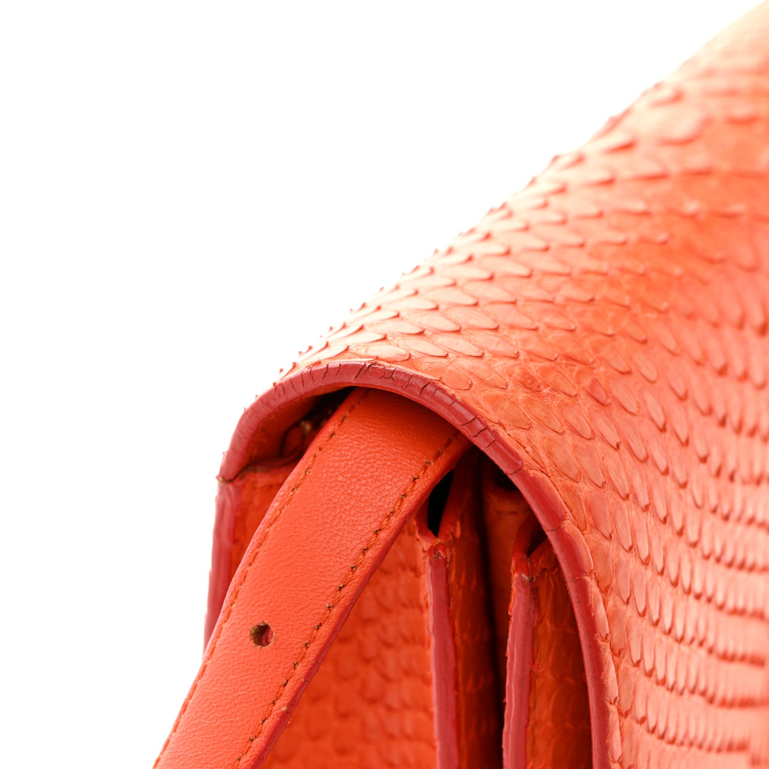 Celine Snakeskin Medium Classic Box Flap Orange 16 of 17