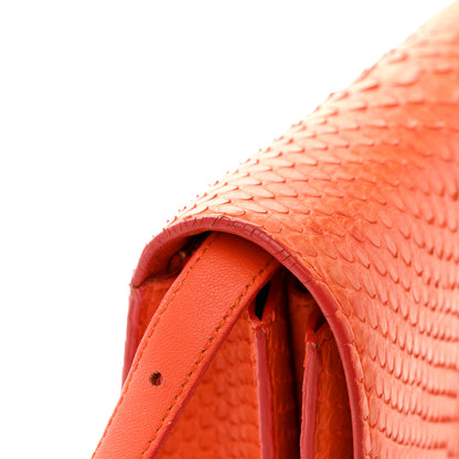 Celine Snakeskin Medium Classic Box Flap Orange 16 of 17