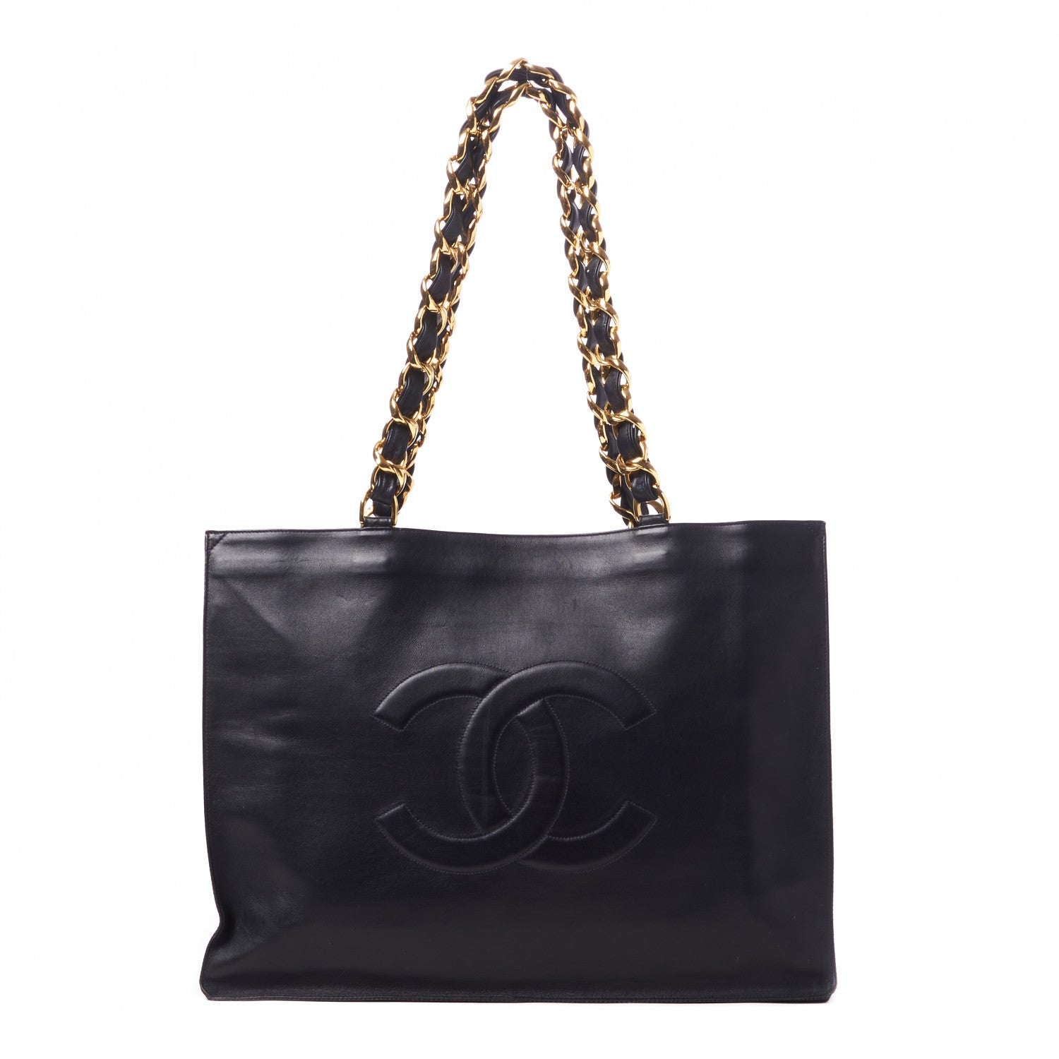 Chanel Lambskin CC Tote Navy 1 of 9