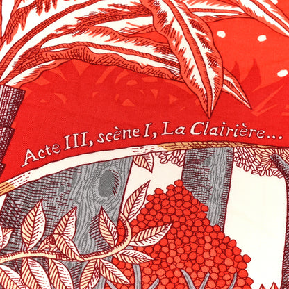 Hermes Cashmere Silk Acte III Scene I La Clairiere Shawl 140 Rouge Rose White 4 of 5
