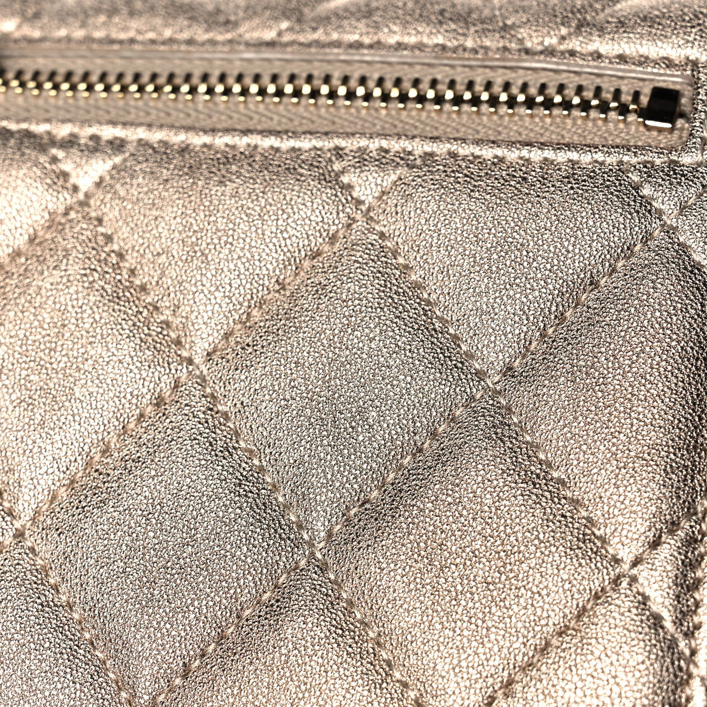 Metallic Lambskin Quilted Compact Flap Wallet Gold