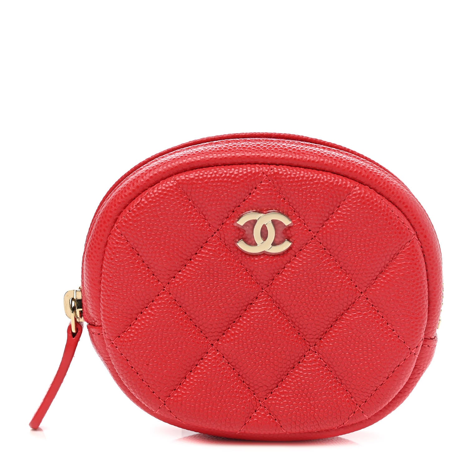 Chanel Caviar Quilted Zip Around Classic Coin Purse Red 1 of 8