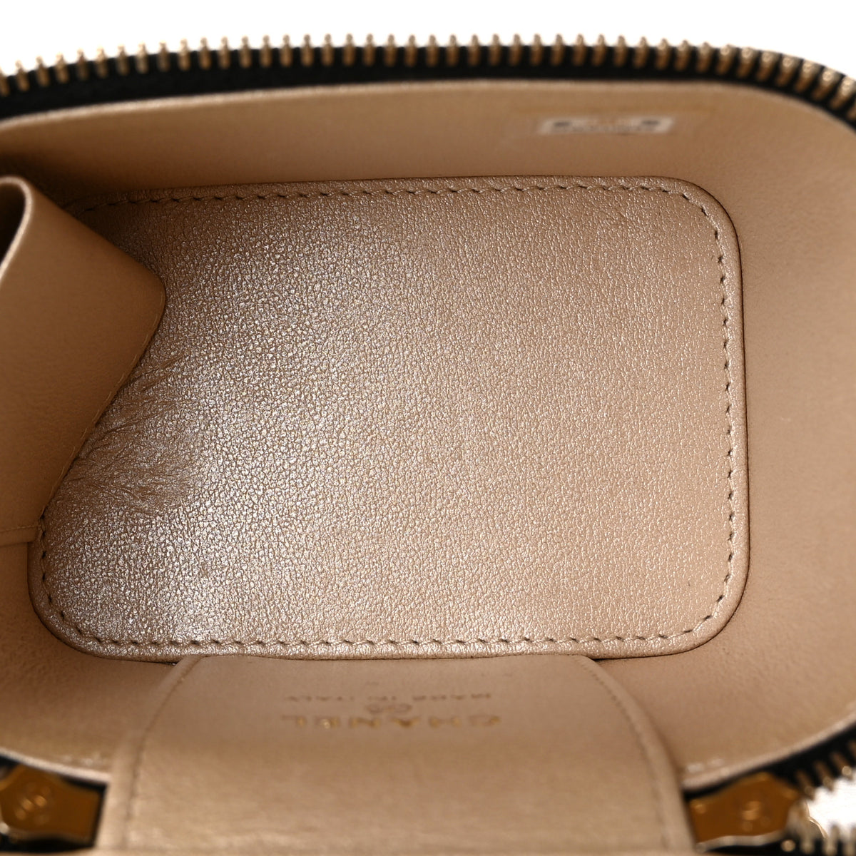 Shiny Lambskin Quilted CC Mini Vanity Case With Chain Black