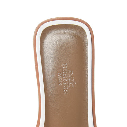 Hermes Box Calfskin Oran Sandals 36 White 6 of 7