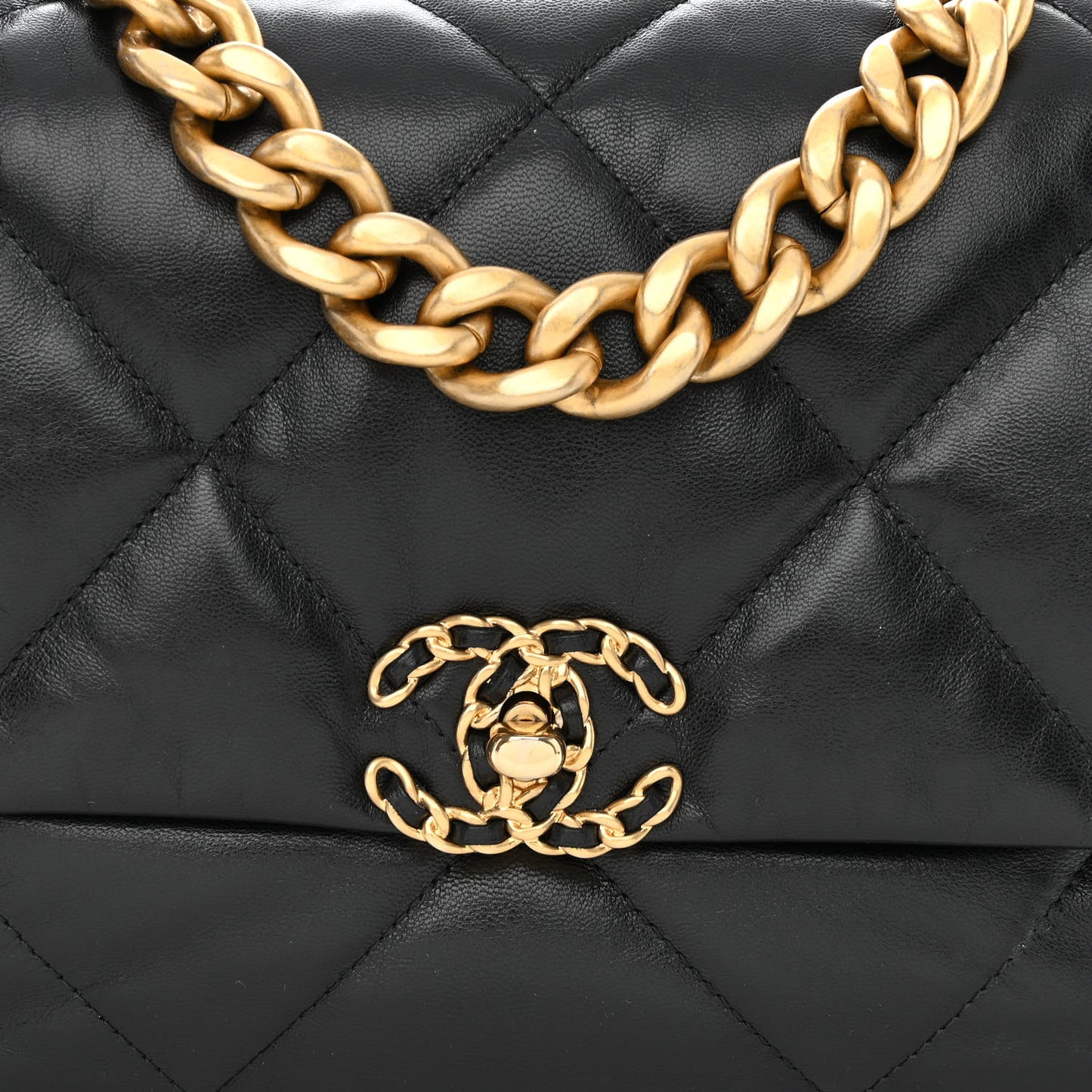 Goatskin Quilted Large Chanel 19 Flap Black
