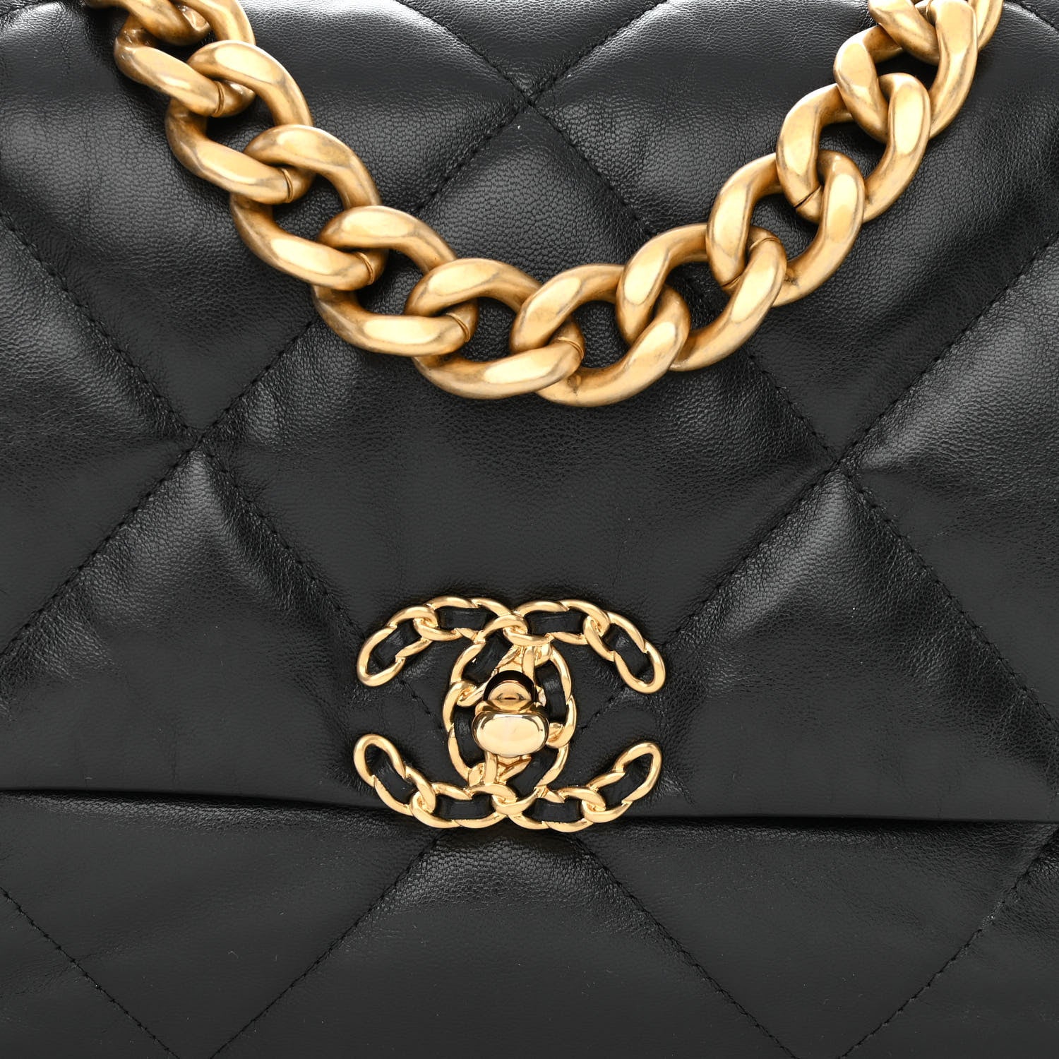 Chanel Goatskin Quilted Large Chanel 19 Flap Black 8 of 10