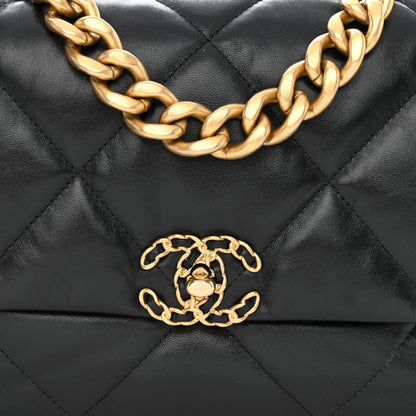 Chanel Goatskin Quilted Large Chanel 19 Flap Black 8 of 10