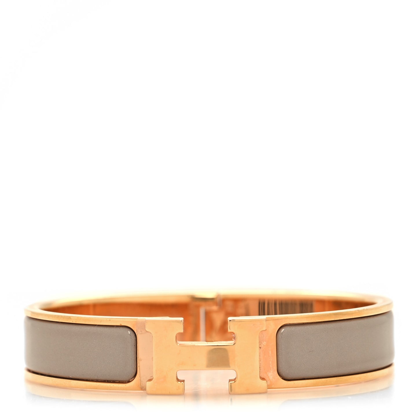 Enamel Narrow Clic Clac H Bracelet PM Marron Glace
