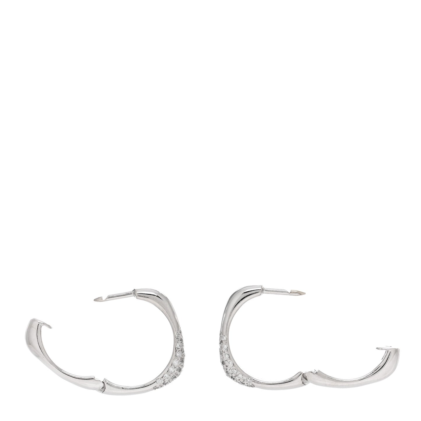 18K White Gold Diamond Square Hoop Earrings