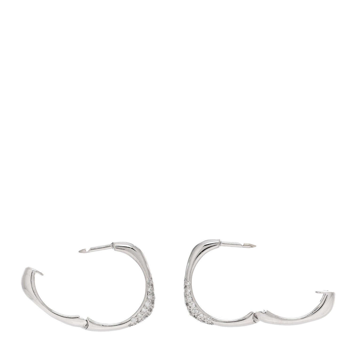 Tiffany 18K White Gold Diamond Square Hoop Earrings 3 of 4