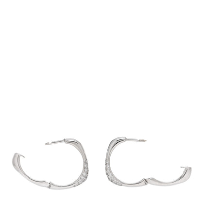 Tiffany 18K White Gold Diamond Square Hoop Earrings 3 of 4