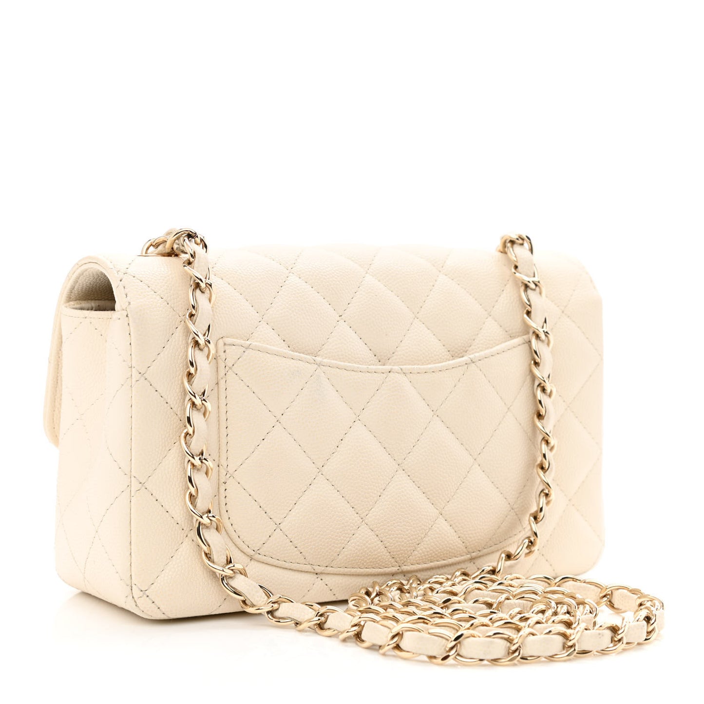 Caviar Quilted Mini Rectangular Flap White