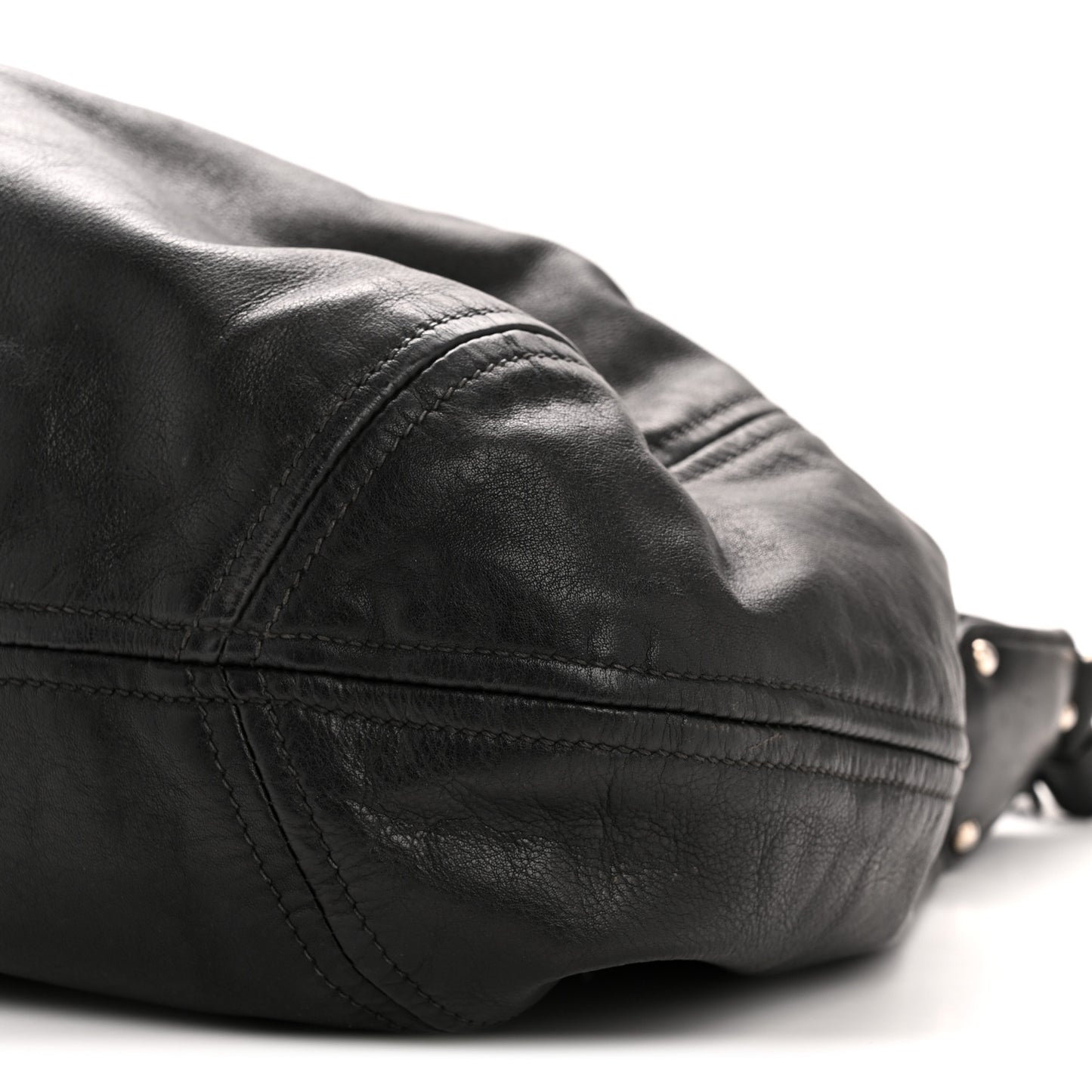 Soft Calf Pleated Hobo Black