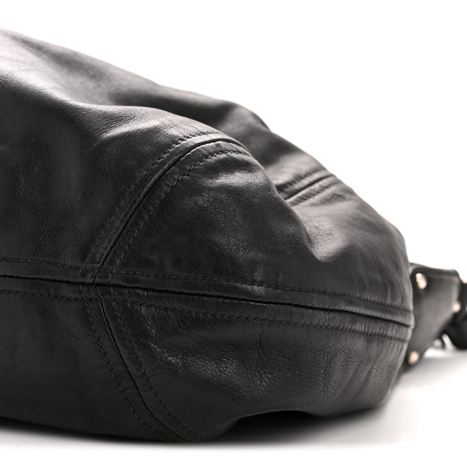 Prada Soft Calf Pleated Hobo Black 11 of 15
