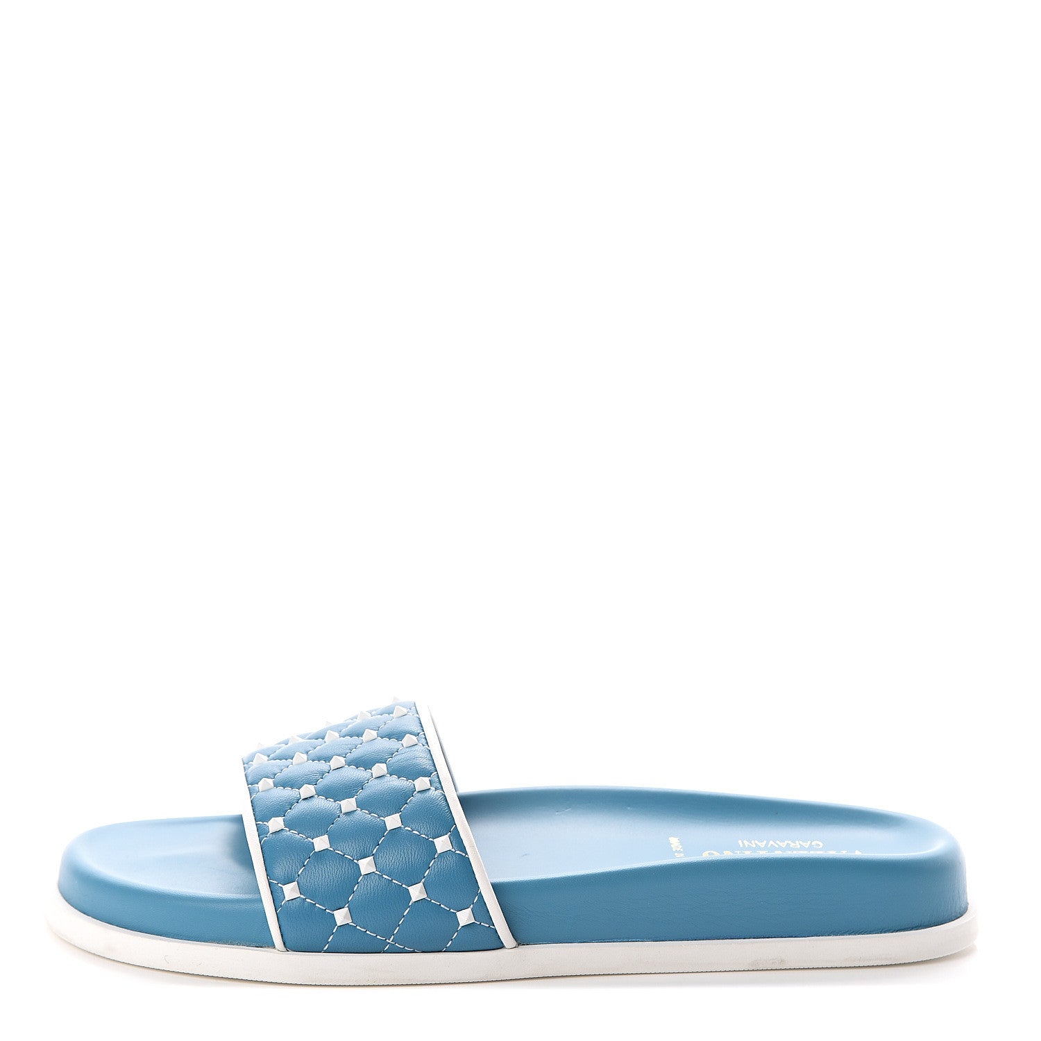 Valentino Garavani Nappa Free Rockstud Spike Pool Slide Sandals 38 Cerulean 1 of 7