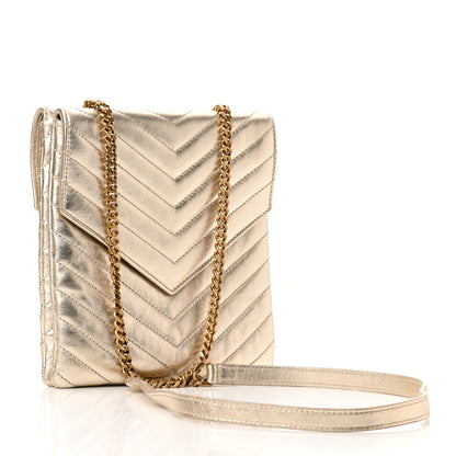 Saint Laurent Metallic Lambskin Quilted Double Flap Bag Gold 3 of 11
