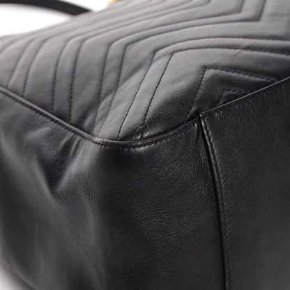 Gucci Calfskin Matelasse Medium GG Marmont Shoulder Tote Bag Black 14 of 17