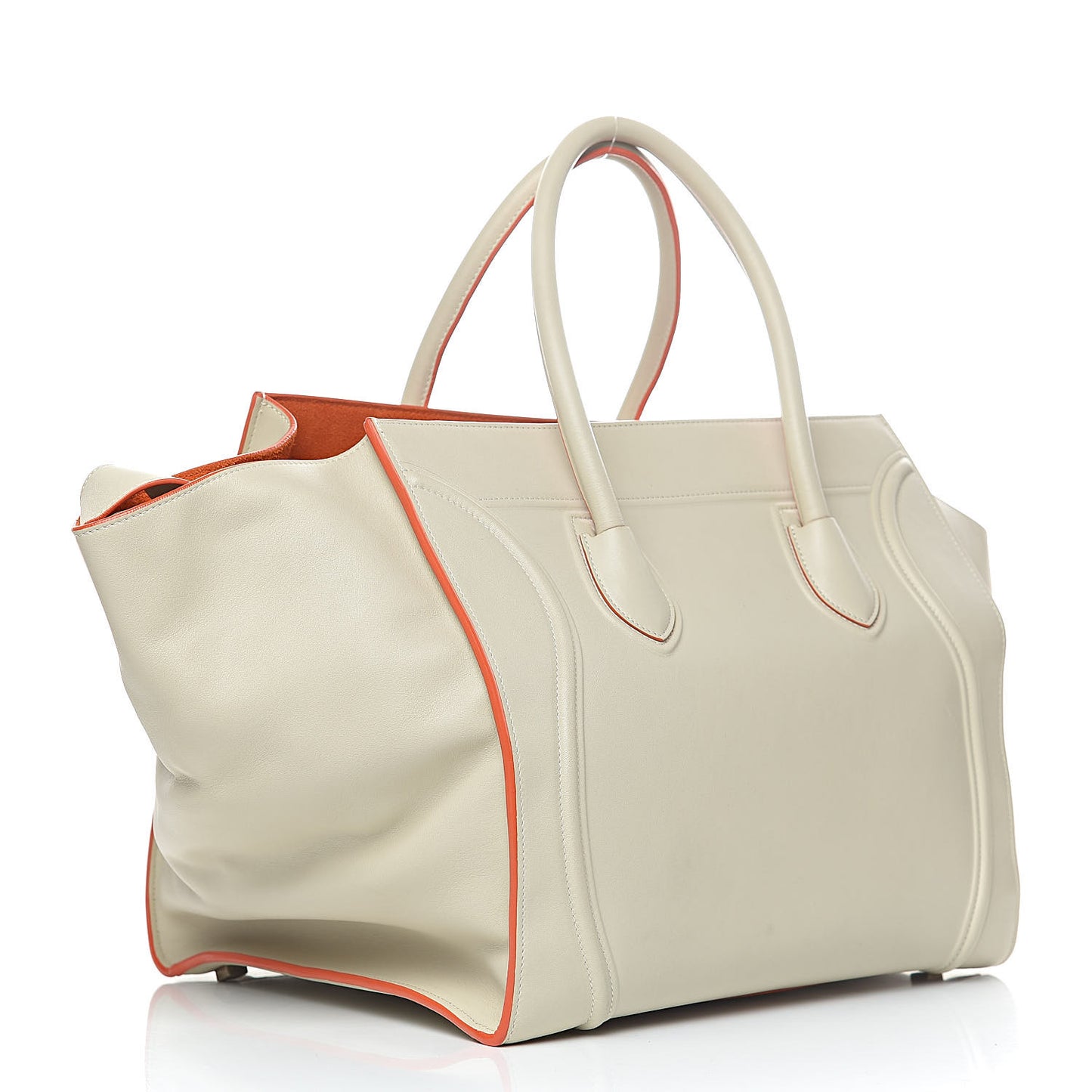 Smooth Calfskin Medium Phantom Luggage Chalk Orange Trim