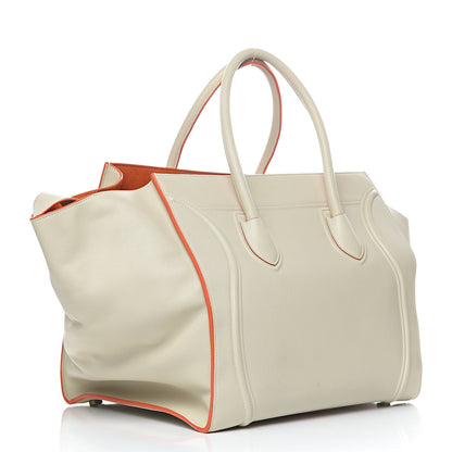 Celine Smooth Calfskin Medium Phantom Luggage Chalk Orange Trim 3 of 13