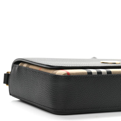 Burberry Grainy Calfskin Vintage Check Hampshire Crossbody Black 9 of 10