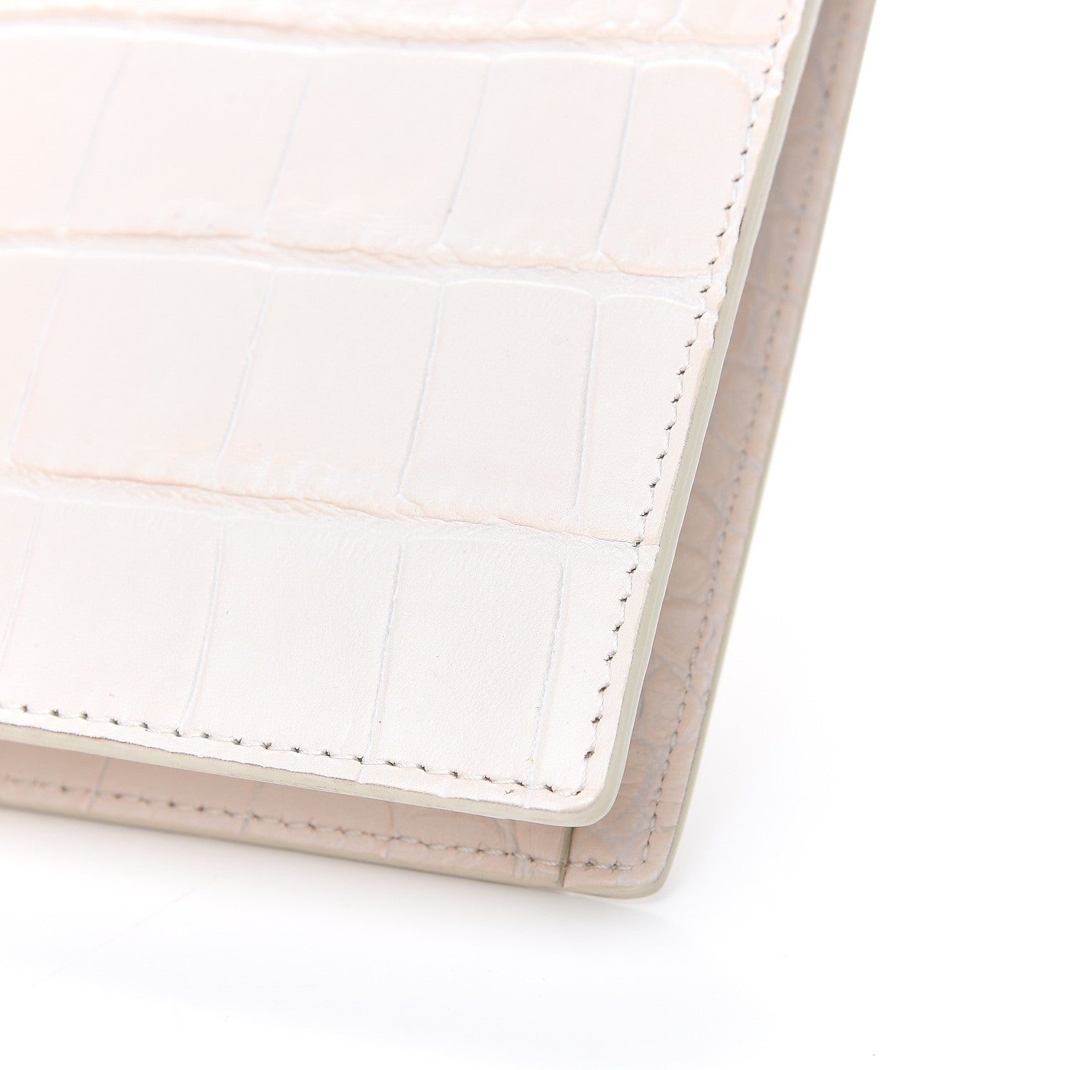 Alexander McQueen Calfskin Crocodile Embossed Knuckle Flat Clutch Ivory 8 of 10