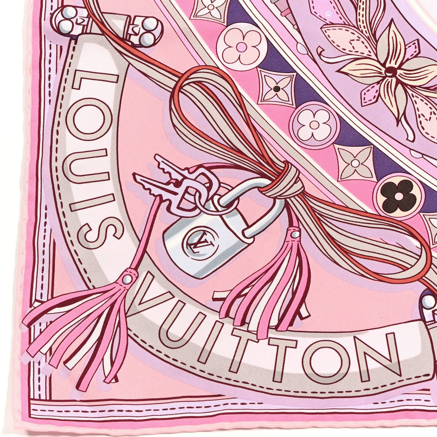 Silk Superstition LV Square Scarf Rose Clair