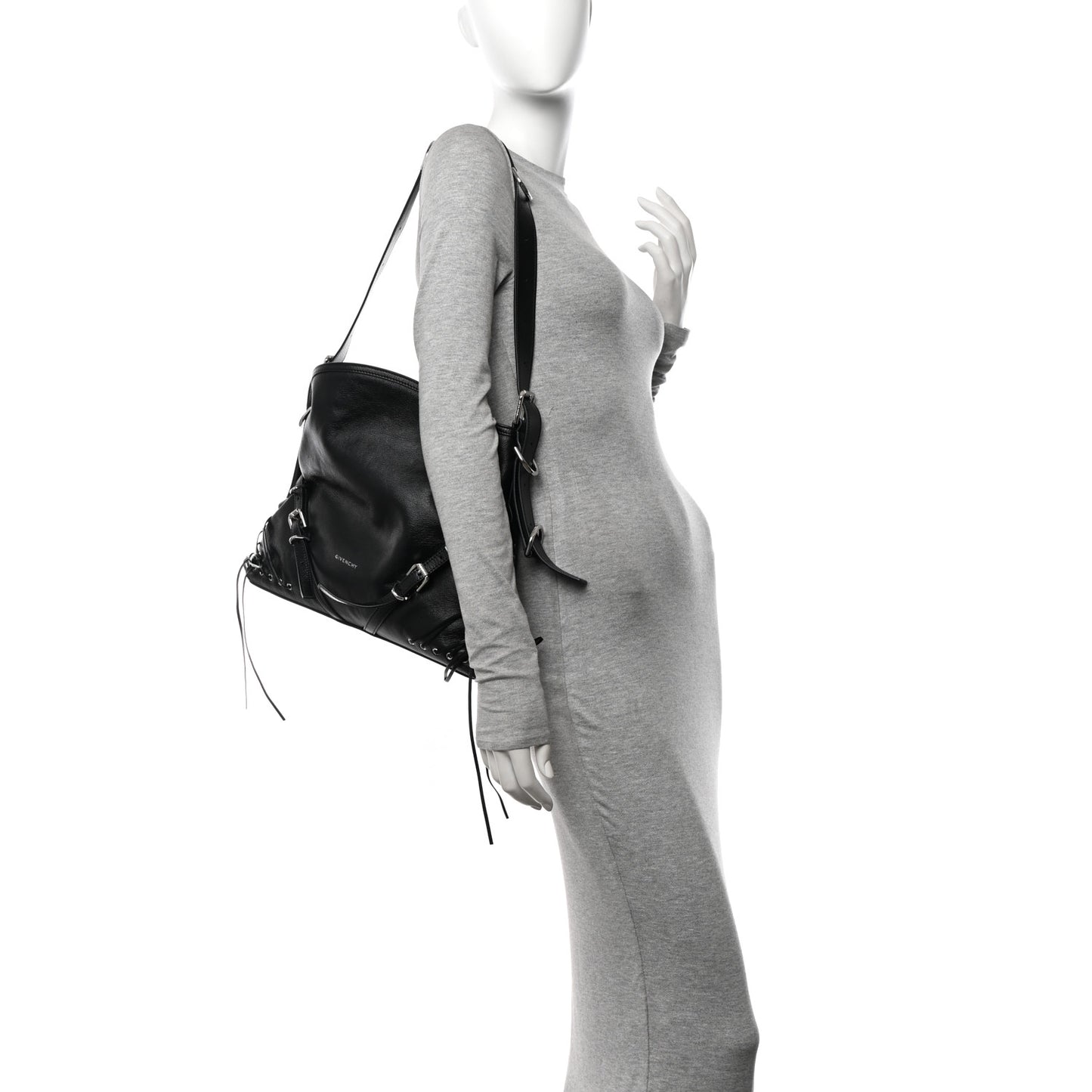 Tumbled Calfskin Corset Medium Voyou Bag Black