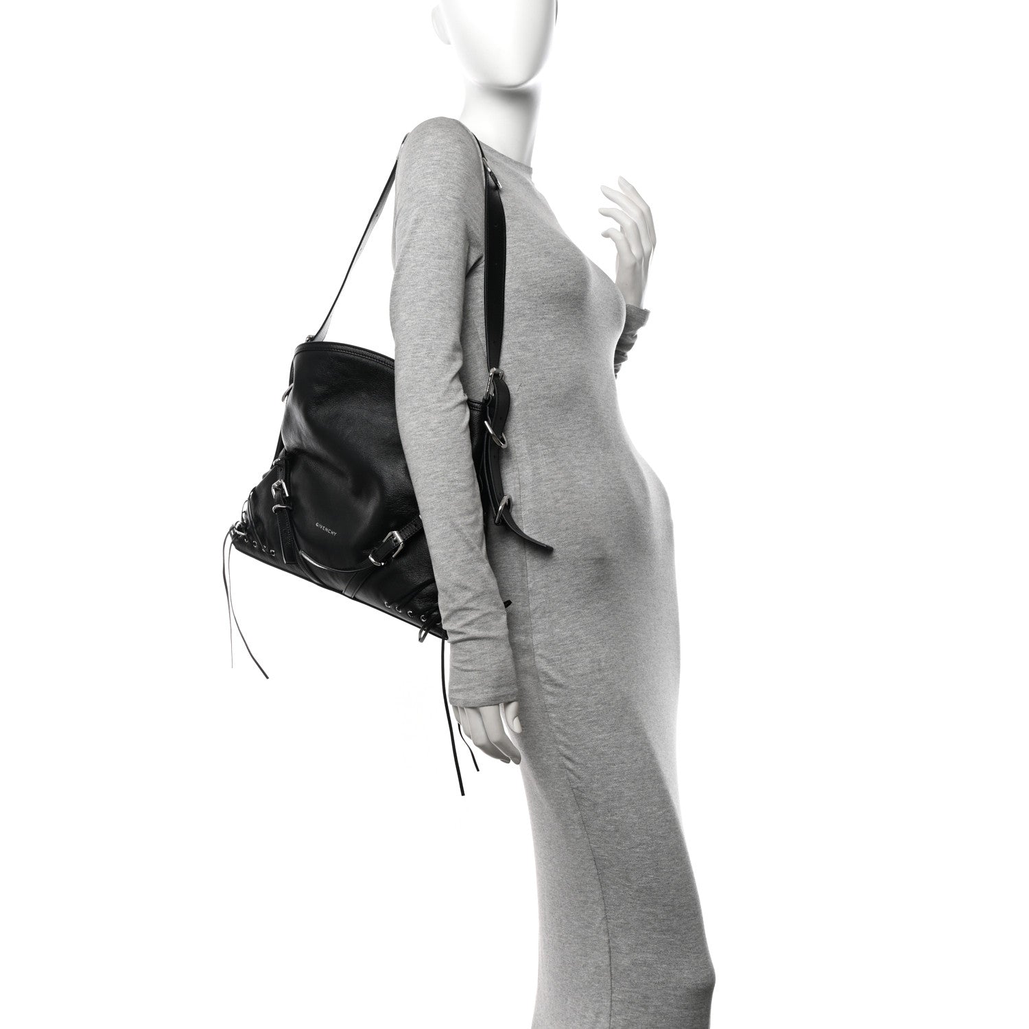 Givenchy Tumbled Calfskin Corset Medium Voyou Bag Black 2 of 11