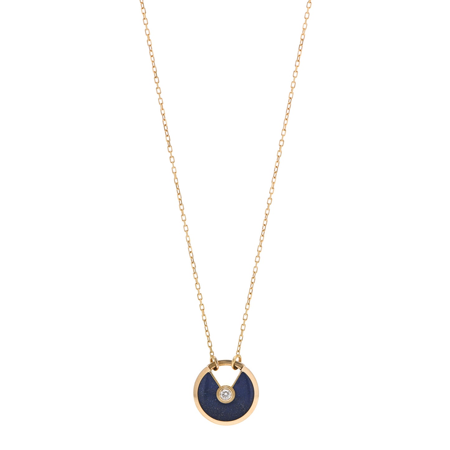 18K Yellow Gold Diamond Lapis Lazuli SM Amulette de Cartier Pendant Necklace